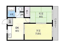 芝池マンション 2DKの間取図画像