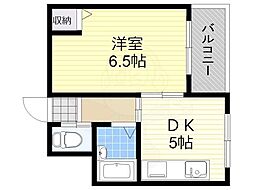 ラッシュプレミア松原 1DKの間取図画像
