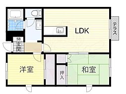 グリーンガーデン松南B棟 2LDKの間取図画像
