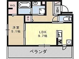 グレイスコート藤 1LDKの間取図画像