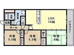 パラッツオドゥエ 3LDKの間取図画像
