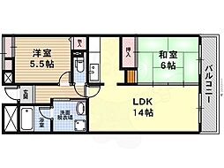 メゾンドゥボヌール 2LDKの間取図画像