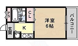 ラ・テール西田弐番館 1Kの間取図画像