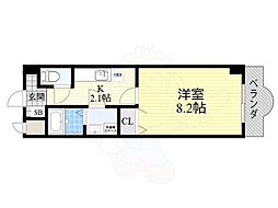 ルミエール八尾2 1Kの間取図画像