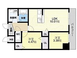 フリーダムレジデンス松原上田2 2LDKの間取図画像