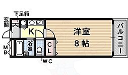 ヴィラフローレンス 1Kの間取図画像
