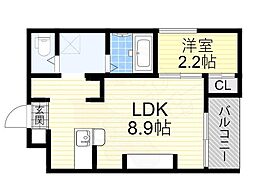 エヌエム・キャトフ・ヴァン・ディズヌフ 1LDKの間取図画像
