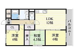 セトン旭 2LDKの間取図画像