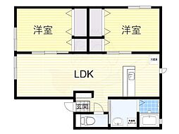 カサブランカウエスト 2LDKの間取図画像
