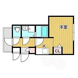 カーサフォルトゥナート羽曳野II 1Kの間取図画像