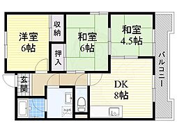 ミラーハイツタバタ 3DKの間取図画像