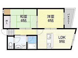 セレーナ喜志参番館2 2LDKの間取図画像