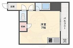 野々上ハイツ ワンルームの間取図画像