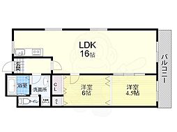 大仲マンション 2LDKの間取図画像