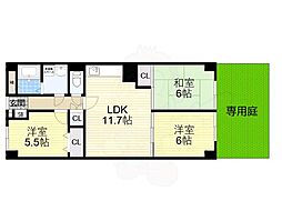 久宝寺グリーンマンション 3LDKの間取図画像