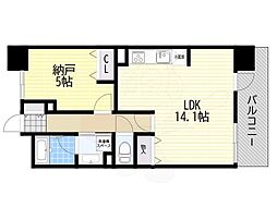 エスリード八尾駅前ザ・フロント 1LDKの間取図画像