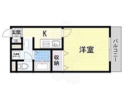 アンプルールフェールリアライフ2 1Kの間取図画像