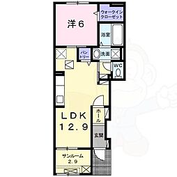 イーストビレッジ 1LDKの間取図画像