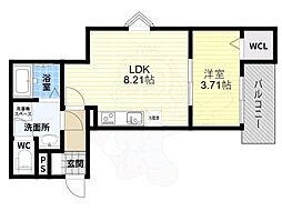 Fstyle東新町3号館 1LDKの間取図画像