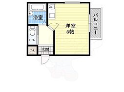 松原マンションカワ 1Kの間取図画像