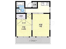 リバティヒル富美ケ丘 2Kの間取図画像