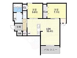 アグリヒルズ 2LDKの間取図画像