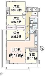川崎ロイヤルマンション 4LDKの間取図画像