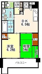 エスタシオン高砂 3階2DKの間取り