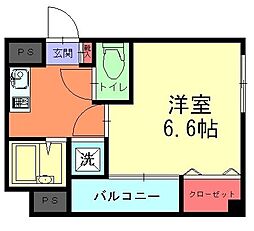 エスポワール 1Kの間取図画像