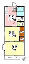 パナハイツ浦安 2DKの間取図画像