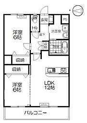 メゾンブリッジ 2LDKの間取図画像