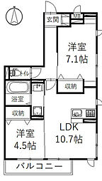 KAPALENOSHIMA 2LDKの間取図画像
