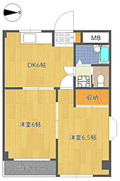 ポインセチア吉岡 2DKの間取図画像