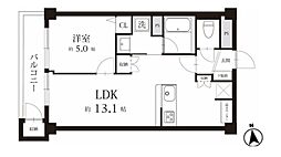 境南マンション 1LDKの間取図画像