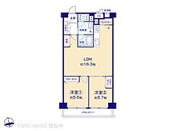 花小金井スカイハイツ 2LDKの間取図画像
