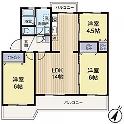 希望ケ丘グリーンハイツ2号棟 3LDKの間取図画像