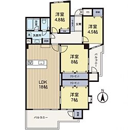 若葉台団地4-15号棟 4LDKの間取図画像