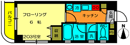 クレッシェンド武蔵野 1Kの間取図画像
