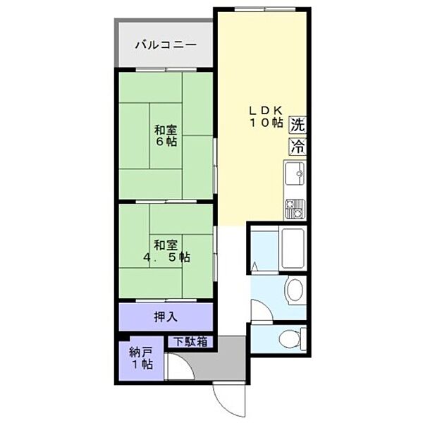 所沢コーポラスB棟 ｜埼玉県所沢市大字北秋津(賃貸マンション2SLDK・5階・51.84㎡)の写真 その2