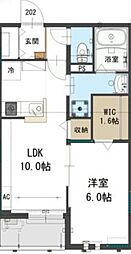 Copainde英祥A 1LDKの間取図画像