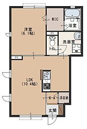 カーサ・アリオーソA 1LDKの間取図画像