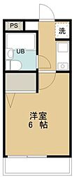 所沢メゾン3号館 1Kの間取図画像