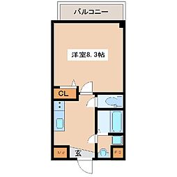 コスモクレスト杭瀬 1Kの間取図画像