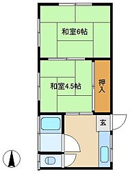 第一銀栄マンション 2DKの間取図画像