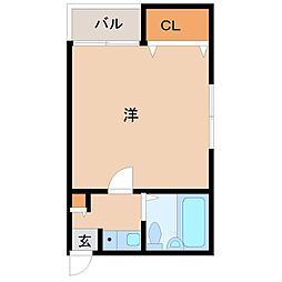 西本マンション 1Kの間取図画像