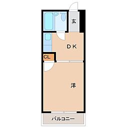 エメラルド東難波 1DKの間取図画像