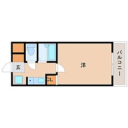 ビバハイツ宝 1Kの間取図画像