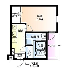 フジパレス神田南通II番館 1Kの間取図画像
