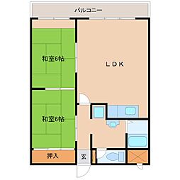飛鳥グランドパレス 2LDKの間取図画像