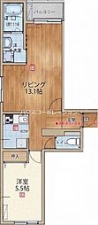ヴェルメゾン武庫川 1LDKの間取図画像
